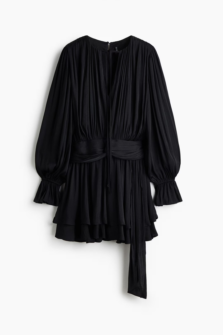 Gathered Noir Mini Dress